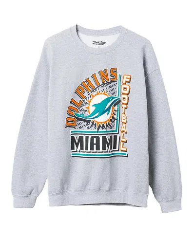 Junk Food Clothing Unisex Nfl Miami Dolphins Backfield Crew Fleece Sweatshirt In Heather Grey