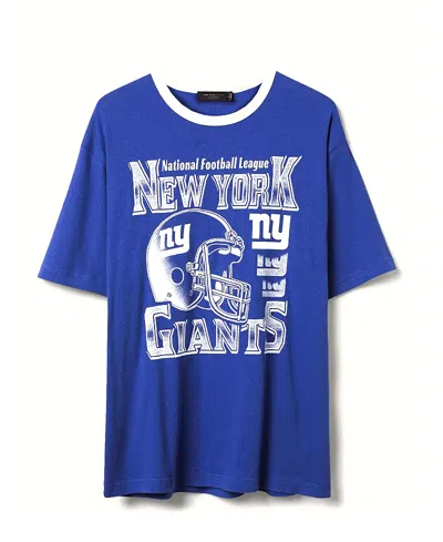 Junk Food Clothing Unisex Nfl New York Giants Oversized Ringer Tee In Liberty