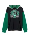 Junk Food Clothing Unisex Nfl New York Jets Tri Color Block Hoodie In Midnight/hunter/heather Grey