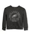 Junk Food Clothing Unisex Nfl Philadelphia Eagles Flocked Raglan Crew Fleece Sweatshirt - Little Kid, Big Kid In Black