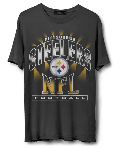 Junk Food Clothing Unisex Nfl Pittsburgh Steelers Chrome Flea Market Tee In Black