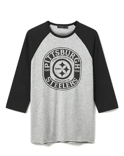 Junk Food Clothing Unisex Nfl Pittsburgh Steelers Elite Raglan Tee In Heather Grey/black