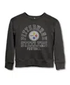 Junk Food Clothing Unisex Nfl Pittsburgh Steelers Flocked Raglan Crew Fleece Sweatshirt - Little Kid, Big Kid In Black