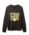 Junk Food Clothing Unisex Nfl Pittsburgh Steelers Long Sleeve Henley Tee In Gray
