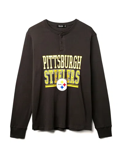 Junk Food Clothing Unisex Nfl Pittsburgh Steelers Long Sleeve Henley Tee In Gray