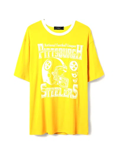 Junk Food Clothing Unisex Nfl Pittsburgh Steelers Oversized Ringer Tee In Mustard