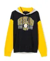 Junk Food Clothing Unisex Nfl Pittsburgh Steelers Tri Color Block Hoodie In Midnight/mustard/heather Grey