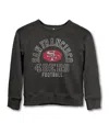 Junk Food Clothing Unisex Nfl San Francisco 49ers Flocked Raglan Crew Fleece Sweatshirt - Little Kid, Big Kid In Black