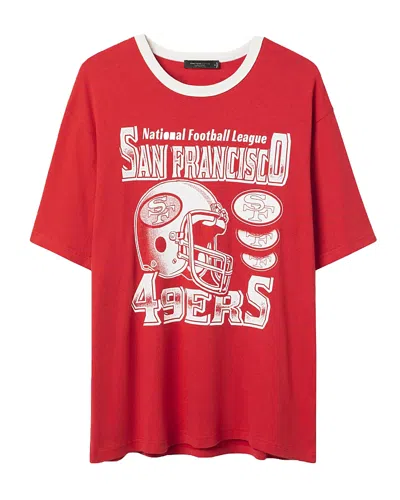 Junk Food Clothing Unisex Nfl San Francisco 49ers Oversized Ringer Tee In Licorice