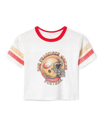 Junk Food Clothing Unisex San Francisco 49ers Striped Ringer Tee - Little Kid, Big Kid In Vintage-like White