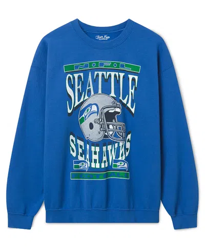 Junk Food Clothing Unisex Seattle Seahawks Helmet Flea Market Crew Fleece Sweatshirt In Blue