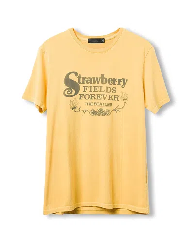 Junk Food Clothing Unisex The Beatles Strawberry Fields Forever Vintage Tee In Yellow