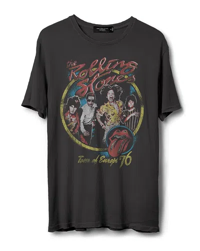 Junk Food Clothing Unisex The Rolling Stones Europe 76 Vintage Tee In Vintage Black