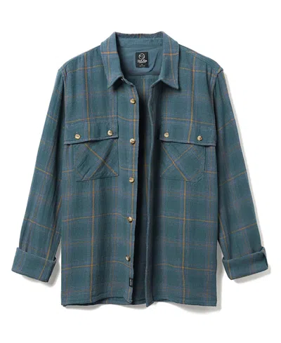 Junk Food Clothing Unisex Twill Plaid Boxy Shirt In Blue