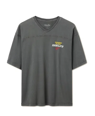 Junk Food Clothing Unisex Welcome To The High Life Hockey Tee In Gray