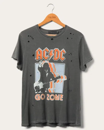 Junk Food Clothing Women's Ac/dc Go Zone Vintage Destroy Tee In Grey