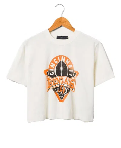 Junk Food Clothing Women's Nfl Cincinnati Bengals Mock Neck Crop Tee In White