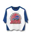 Junk Food Clothing Women's Nfl Buffalo Bills Color Block Crop Tee In White/liberty
