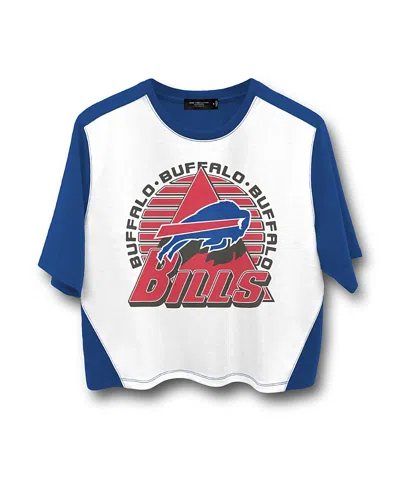 Junk Food Clothing Women's Nfl Buffalo Bills Color Block Crop Tee In White/liberty