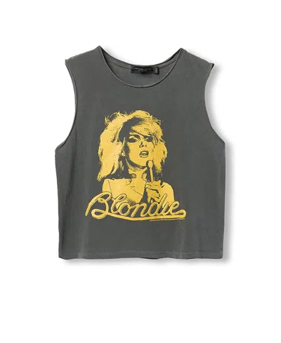 Junk Food Clothing Women's Blondie Gold Cropped Muscle Tank In Gray