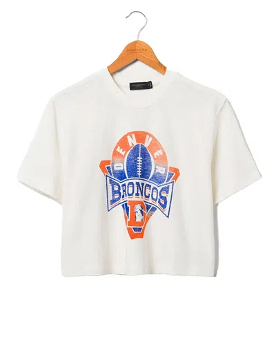 Junk Food Clothing Women's Nfl Denver Broncos Mock Neck Crop Tee In White