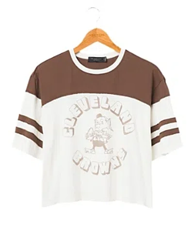 Junk Food Clothing Women's Nfl Cleveland Browns Hail Mary Tee In Sugar/dark Chocolate