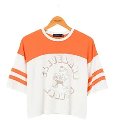 Junk Food Clothing Women's Browns Hail Mary Tee In Sugar/orange