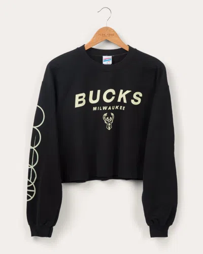 Junk Food Clothing Women's Bucks Fleece Pullover Crop In Black
