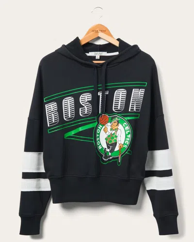 Junk Food Clothing Women's Celtics Overtime Striped Fleece Hoodie In Black