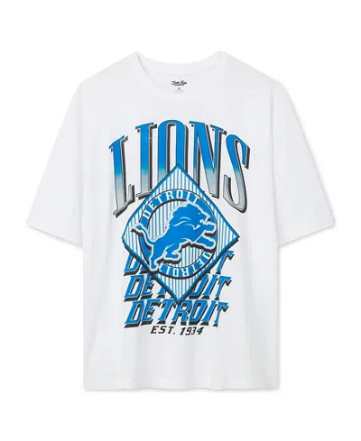 Junk Food Clothing Women's Detroit Lions Oversized Tee In Vintage White