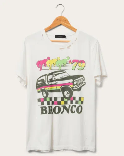Junk Food Clothing Women's Ford Bronco '79 Vintage Destroy Tee In White