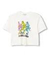 Junk Food Clothing Women's Grateful Dead Dancing Skeletons Crop Mock Neck Tee In White