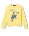 Junk Food Clothing Women's Hang In There Raglan Crew Fleece Sweatshirt In Yellow