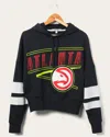 Junk Food Clothing Women's Hawks Overtime Striped Fleece Hoodie In Blue