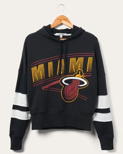Junk Food Clothing Women's Heat Overtime Striped Fleece Hoodie In Black
