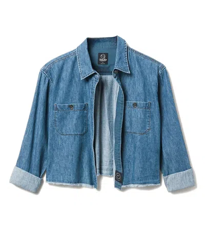 Junk Food Clothing Women's Hemp Denim Crop Shirt In Blue