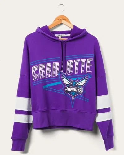 Junk Food Clothing Women's Hornets Overtime Striped Fleeve Hoodie In Purple