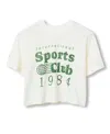 Junk Food Clothing Women's International Sports Club 1984 Mock Neck Crop Tee In White