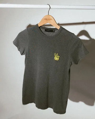 Junk Food Clothing Women's Jf Peace + Smiles Logo Embroidered Original Tee In Black