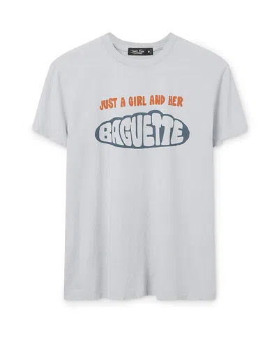 Junk Food Clothing Women's Just A Girl And Her Baguette Vintage Tee In White