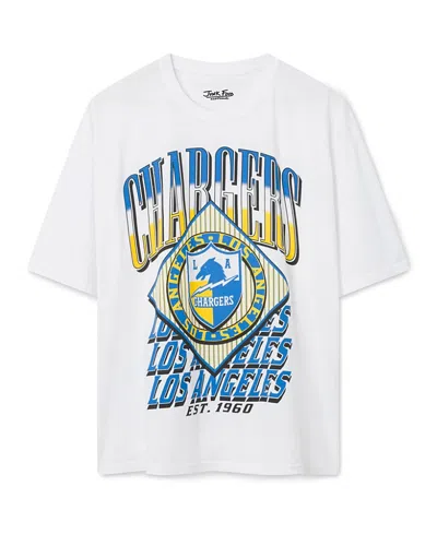 Junk Food Clothing Women's Los Angeles Chargers Oversized Tee In Vintage-like White