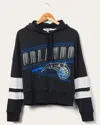 Junk Food Clothing Women's Magic Overtime Striped Fleece Hoodie In Black