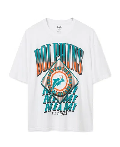 Junk Food Clothing Women's Miami Dolphins Oversized Tee In Vintage White