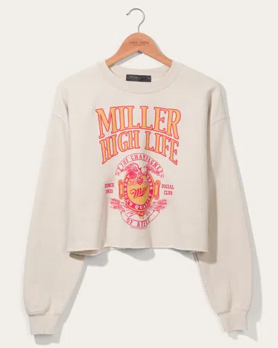 Junk Food Clothing Women's Miller High Life Sportsman's Club Fleece Crop In Beige