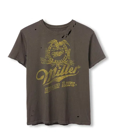 Junk Food Clothing Women's Miller High Life Vintage Destroy Tee In Brown