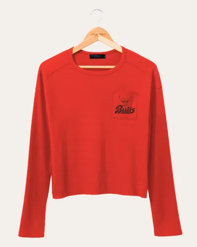 Junk Food Clothing Women's Nba Chicago Bulls Long Sleeve Pocket Thermal In Red