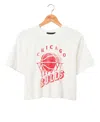 Junk Food Clothing Women's Nba Chicago Bulls Short Sleeve Mock Neck Crop Tee In White