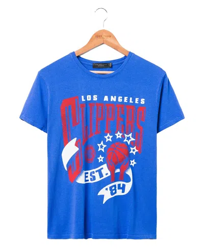 Junk Food Clothing Women's Nba Los Angeles Clippers Banner Vintage Tee In Liberty
