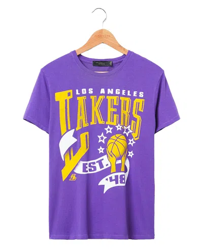 Junk Food Clothing Women's Nba Los Angeles Lakers Banner Vintage Tee In Purple