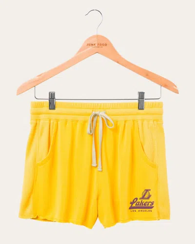 Junk Food Clothing Women's Nba Los Angeles Lakers Thermal Fabric Mix Short In Yellow